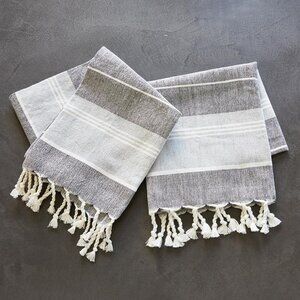 Set of Two Tea Towels - Grey Stripe/NWT